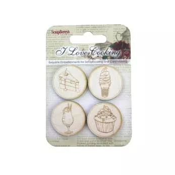 Набор деревянных украшений "Готовим Дома. Десерты" (ScrapBerry's)
