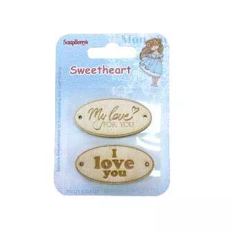 Набор деревянных украшений "Sweetheart. Люблю" на английском (ScrapBerry's)