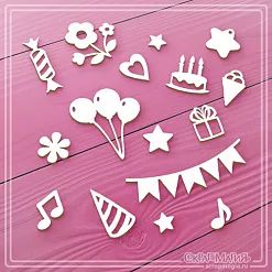 Набор украшений из чипборда "Праздник" (СкрапМагия)