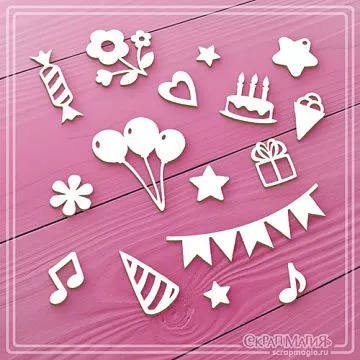 Набор украшений из чипборда "Праздник" (СкрапМагия)