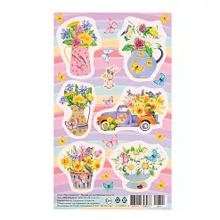 Наклейки 10х16 см "Весна. Кувшин, цветы, машина"