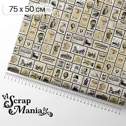 Отрез ткани 75х50 см "Мужской винтаж. Марки" (ScrapMania)