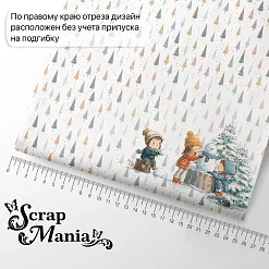 Отрез ткани 25х50 см "Снежинки-мандаринки. Лепим снеговика" (ScrapMania)