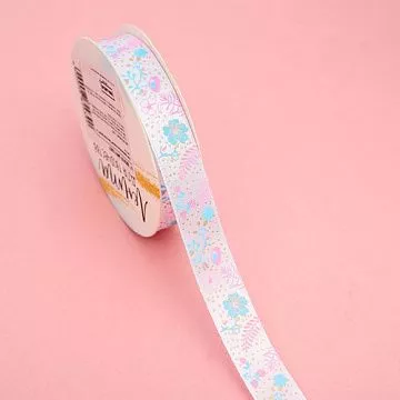 Лента атласная с золочением "Цветочная долина", ширина 1,5 см, длина 5 м (АртУзор)