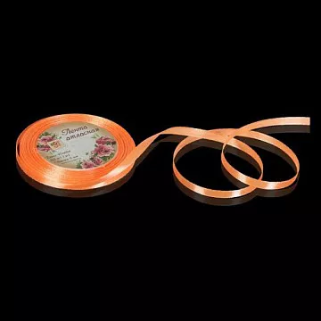Лента атласная, цвет морковный, ширина 0,6 см, длина 22 м (АртУзор)