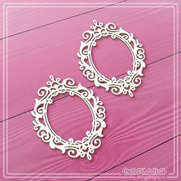 Чипборд "Овальные рамки с завитками 8", 4,4х6 см (СкрапМагия)