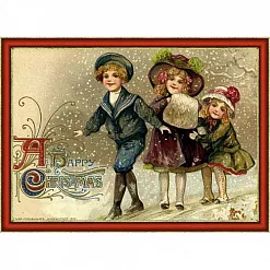 Тканевая карточка "Английское Рождество. Открытка с ребятишками" (ScrapMania) Тканевая карточка "Английское Рождество. Открытка с ребятишками" (ScrapMania)