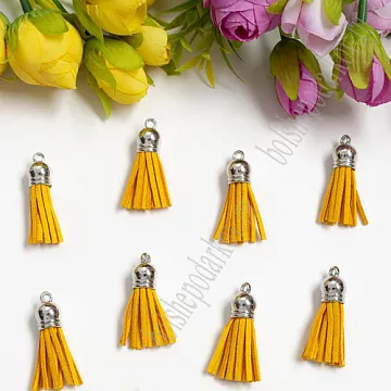 Украшение для обложки "Кисточка светло-оранжевая. Серебряный колпачок", 3,8 см, 1 шт