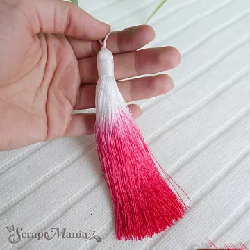 Украшение для обложки "Кисточка шелковая белая с розовым" (Pty Китай)