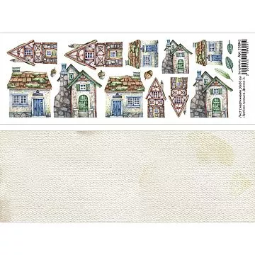 Лист с картинками 10х30 см "Грибное лукошко. Домики 2" (ScrapMania)