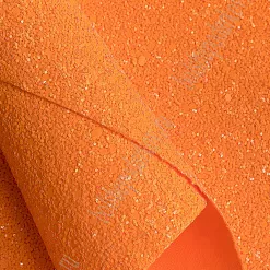 Отрез экокожи А4 "Блестки. Ярко-оранжевый"