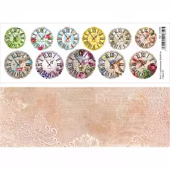 Лист с картинками 10х30 см "Часы 9" (ScrapMania) Лист с картинками 10х30 см "Часы 9" (ScrapMania)