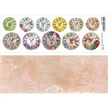 Лист с картинками 10х30 см "Часы 9" (ScrapMania)