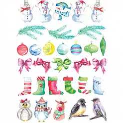 Скрап-карта А4 "Акварельная зима. Игрушки" (ScrapMania)