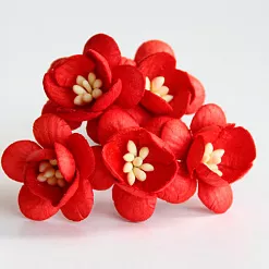 Букет цветов вишни "Красный" большие, 5 шт (Craft)