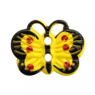 Пуговица пластиковая "Бабочка", цвет желтый