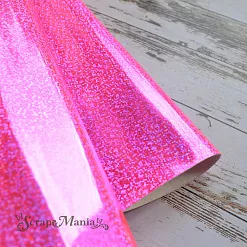 Отрез экокожи 30х69 см "Глянцевый глиттер. Розовый" (Pty Китай)