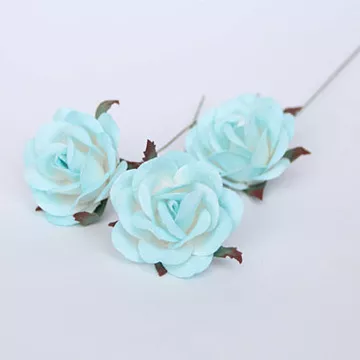 Цветок розы коттеджной "Средний. Светло-бирюзовый с белым", 4 см, 1 шт (Craft)