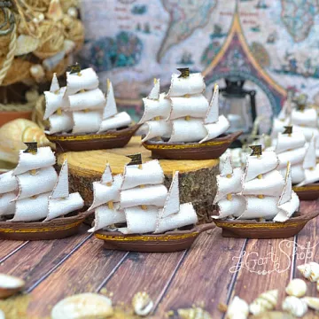 Миниатюра "Корабль с парусами", 4,7х4,2 см, 1 шт (Югарт)