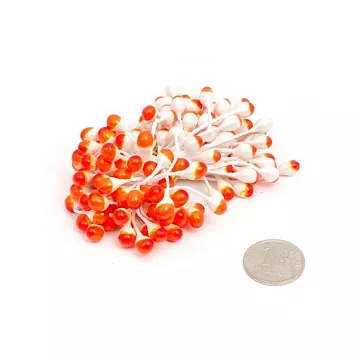 Набор тычинок "Жемчужные. Оранжевые с белым", большие, 85 шт (Magic Hobby)