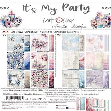 Набор бумаги 20х20 см "It's my party. Mix", 24 листа (CraftO'clock)