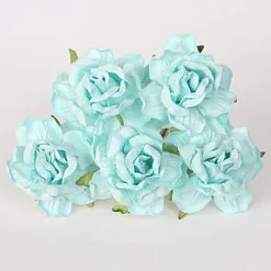 Букет больших кудрявых роз "Светло-бирюзовый", 4 см, 5 шт (Craft)