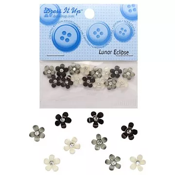 Набор акриловых украшений "Цветок. Черный и белый", 1 см (Dress it up)