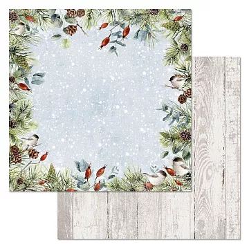 Бумага "Воробушки. Зимний шиповник" (ScrapMania)