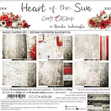 Набор бумаги 20х20 см "Heart of the sun. Basic", 24 листа (CraftO'clock)