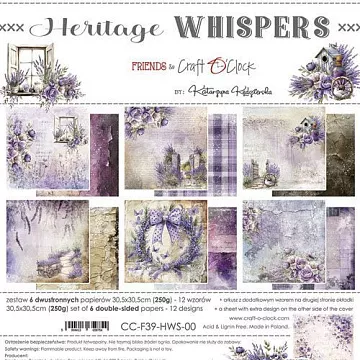 Набор бумаги 30х30 см "Heritage whispers", 6 листов (CraftO'clock)
