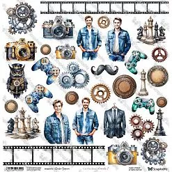 Бумага 30х30 см "4 him. Elements 7" (ScrapAndMe)