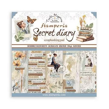 Набор бумаги 20х20 см "Secret diary", 10 листов (Stamperia)
