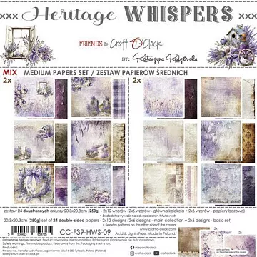 Набор бумаги 20х20 см "Heritage whispers. Mix", 24 листа (CraftO'clock)