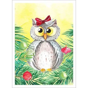 Тканевая карточка "Акварельная зима. Нарядная совушка" (ScrapMania)