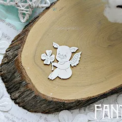 Украшение из чипборда "Свинка с клевером 663" (Fantasy)