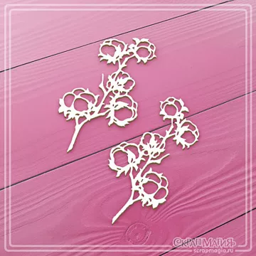 Чипборд "Хлопок" 3,9х7,2 см (СкрапМагия)