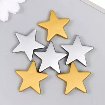 Набор бусин "Звёздочки. Серебро и золото", 2,6х2,6 см, 6 шт (АртУзор)