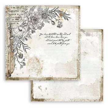Бумага 30х30 см "Romantic Journal corner with flower" (Stamperia)
