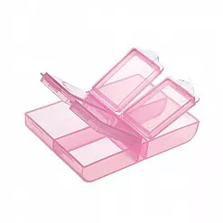 Контейнер прямоугольный, 4 секции, цвет розовый