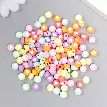 Набор бусин "Сердечко в круге", 0,6х0,4 см, 20 гр (АртУзор)