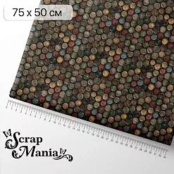 Отрез ткани 75х50 см "Старый архив. Коллекция крышек" (ScrapMania)