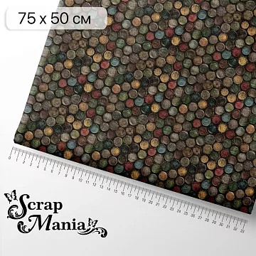 Отрез ткани 75х50 см "Старый архив. Коллекция крышек" (ScrapMania)
