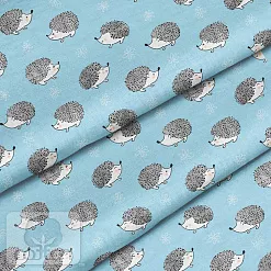 Отрез ткани 79х50 см "Ежик на голубом" (Cotton)