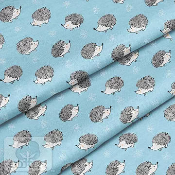 Отрез ткани 79х50 см "Ежик на голубом" (Cotton)