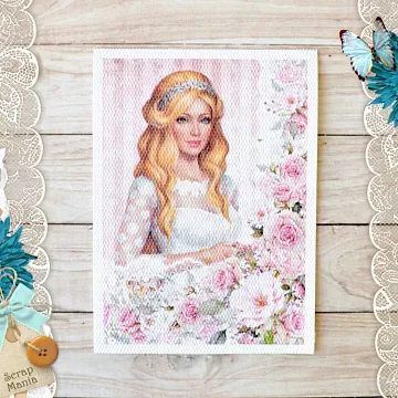 Тканевая карточка "Свадебный букет. Невеста" (ScrapMania)