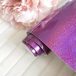 Отрез экокожи 30х69 см "Глянцевый глиттер. Виноградный" (Pty Китай)