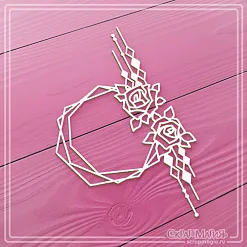 Чипборд "Круглая рамка. Ромбы и розы" (СкрапМагия)
