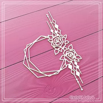 Чипборд "Круглая рамка. Ромбы и розы" (СкрапМагия)
