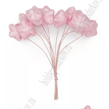 Букет "Звездочки в глиттере. Светло-розовый", 2,5 см, 12 шт