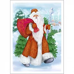 Тканевая карточка "Снегурочка и Мороз. С подарками" (ScrapMania) Тканевая карточка "Снегурочка и Мороз. С подарками" (ScrapMania)